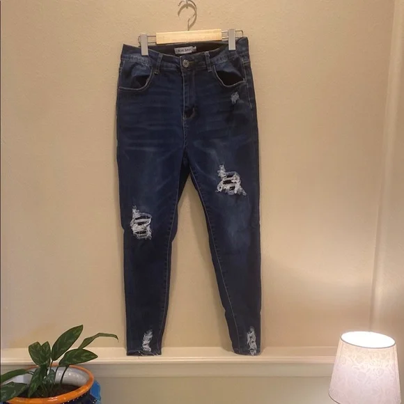 Blue Skinny Distressed Jeans JR 13 or Women 31 - Picture 1 of 4